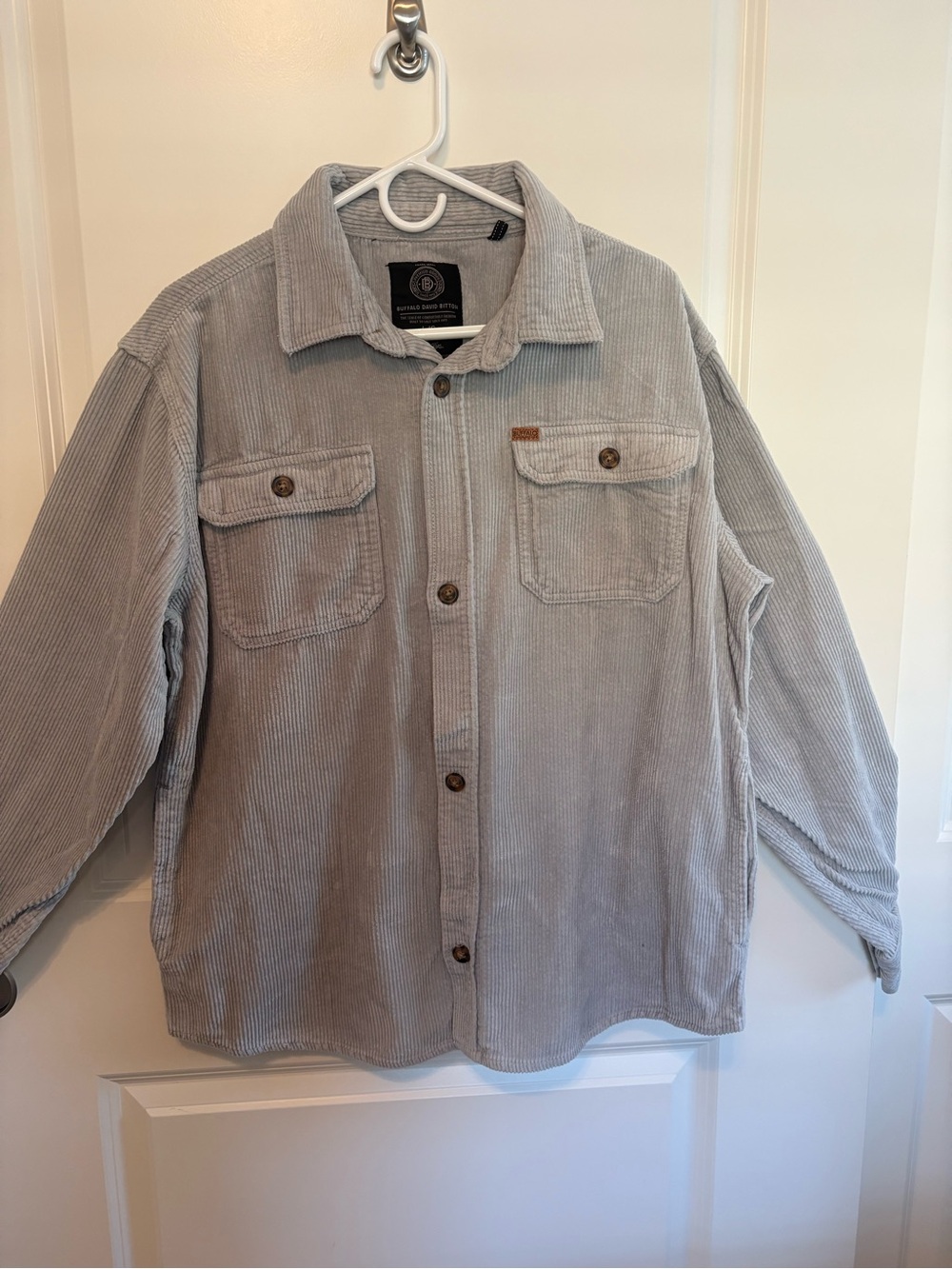 Buffalo David Bitton Men’s Large Gray Corduroy Shirt Jacket Shacket 100% Cotton